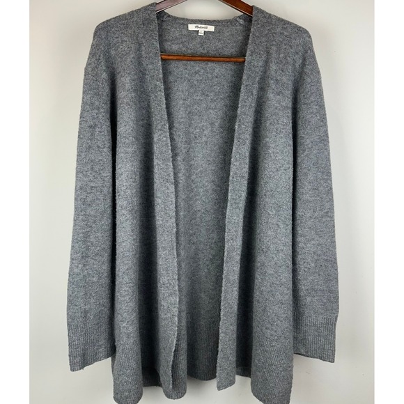 Madewell Women's Gray Open Front Long Cardigan Sweater Size L Merino Wool - Picture 1 of 9